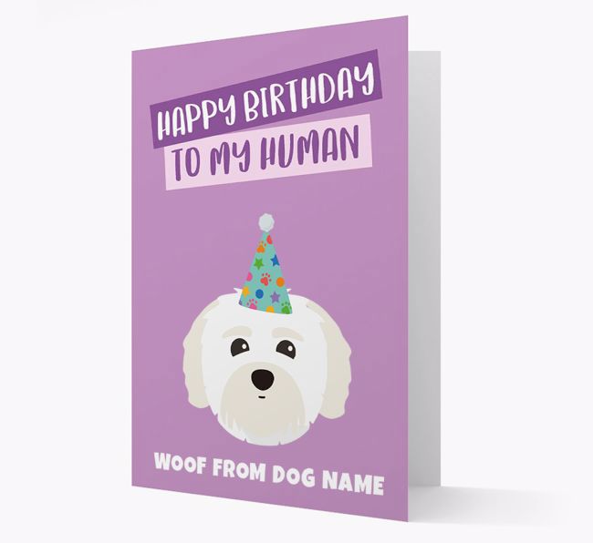 Personalized 'Happy Birthday To My Human' Card with {breedCommonName} Icon